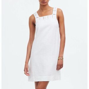 Madewell Mini Tank Dress Womens 14 Embroidered Linen Boho Preppy Coastal Casual